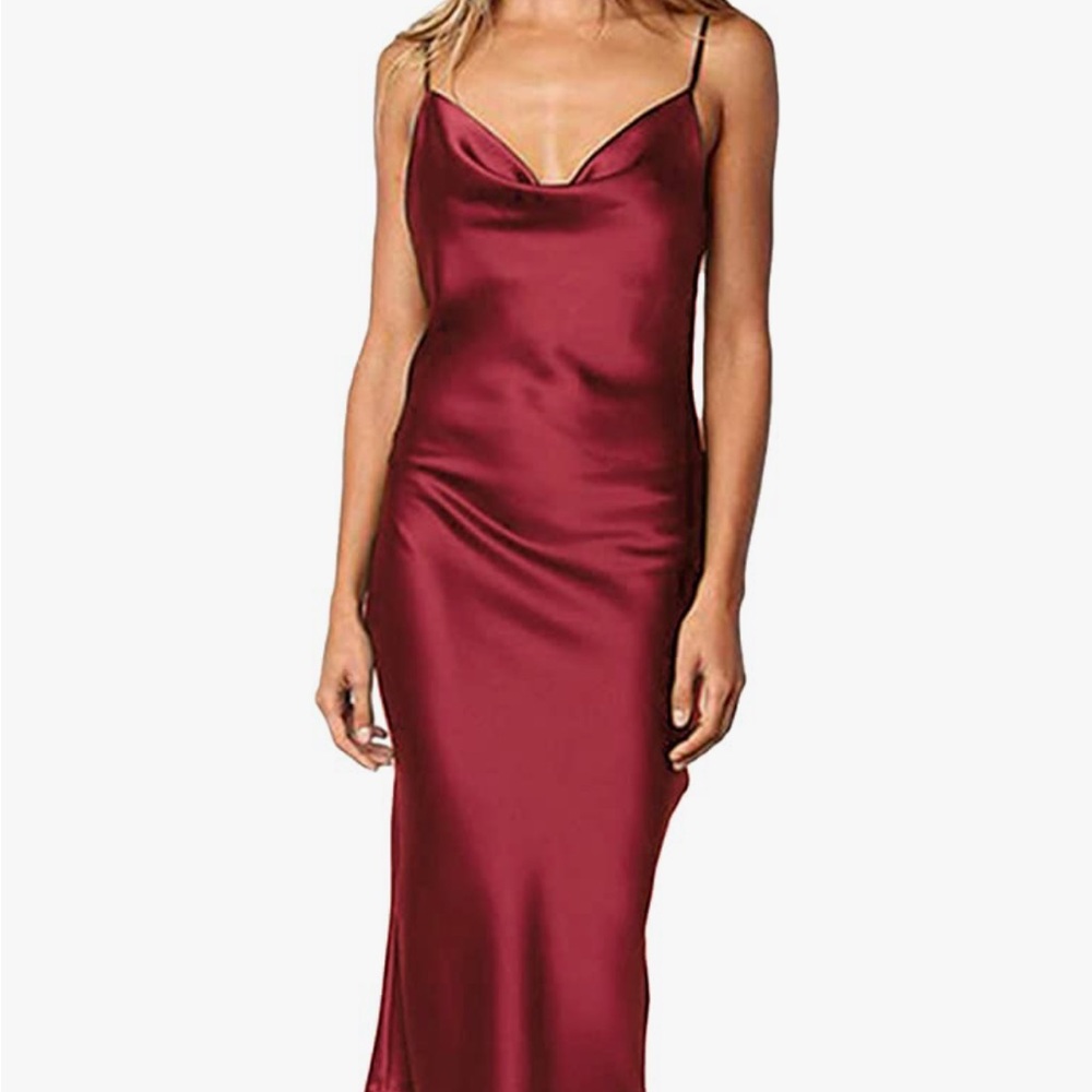 Elegant Burgundy Satin Slip Dress